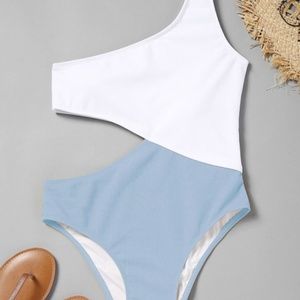 Cutout Ribbed One Shoulder Swimsuit